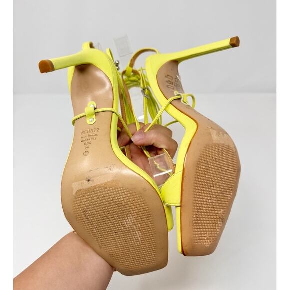 NEW Schutz Vikki Leather Ankle Wrap Thong Dress Sandals Fresh Green Size 6.5 - Picture 8 of 10